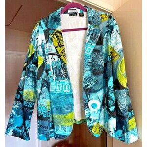 ELCC Womens  Blazer 1X Blue Green Western Oklahoma Jacket Movies Western Cowgirl